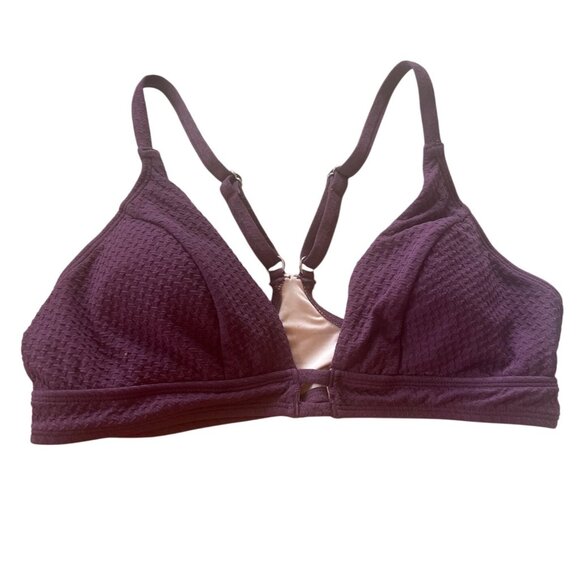 CUPSHE Textured Plum Bikini Top With Adjustable Straps & Back Closure Size XL - Picture 1 of 14